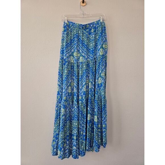 Scoop Tiered Maxi Skirt Plus Size 22 Boho Print Rayon Summer Versatile Pockets - Picture 2 of 8